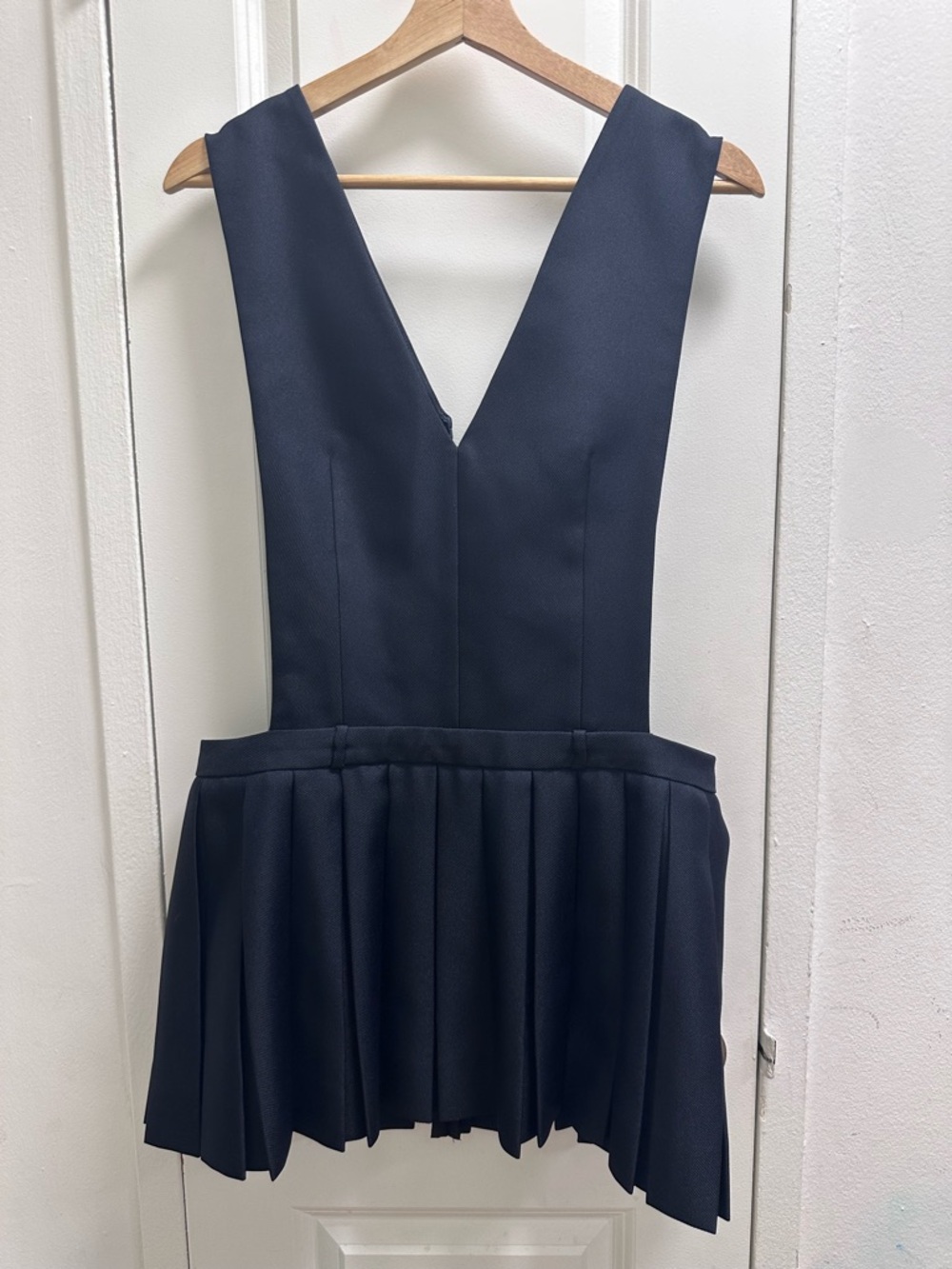 Sandy Liang Mulgrave Pinafore Navy Blue Pleated Skirt Dress NWT